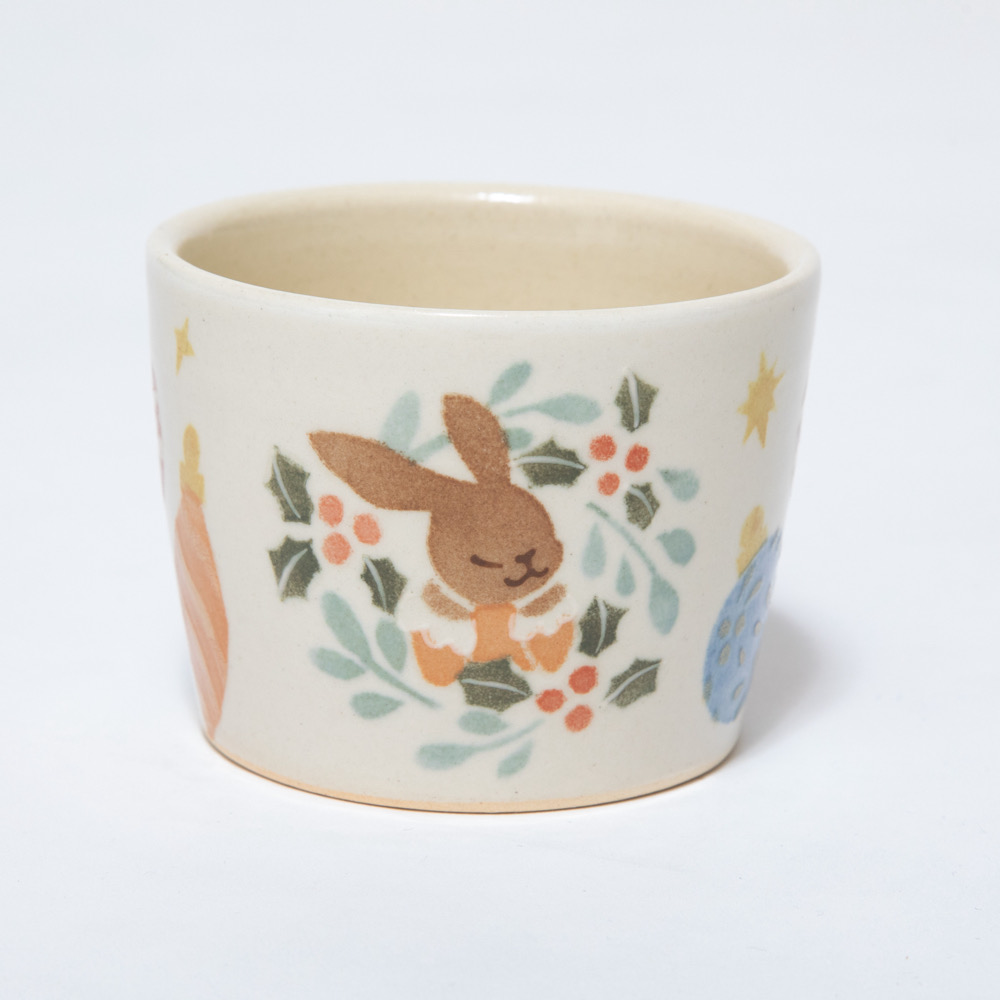【文鳥舎】うさぎとクリスマスのフリーカップ